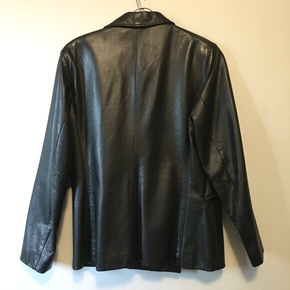 Vintage Canadian Black Genuine Leather Double Breasted Jacket - Picture 3 of 16